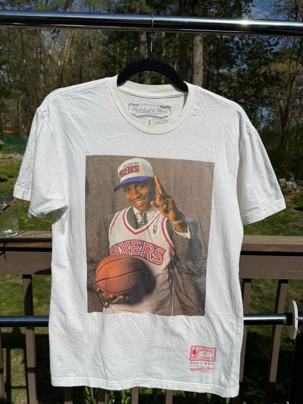 Allen Iverson White Tee with Red and Blue Graphic Accents